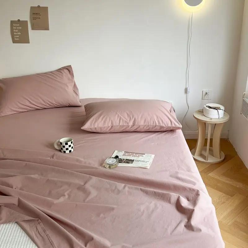 Schlafzimmer Bettlaken Uni Gemütlich Weich Bequem Hautfreundlich Waschbar Hotel Rutschfest Schlicht Bettdecke Zuhause Doppel Einzel Studentenwohnheim