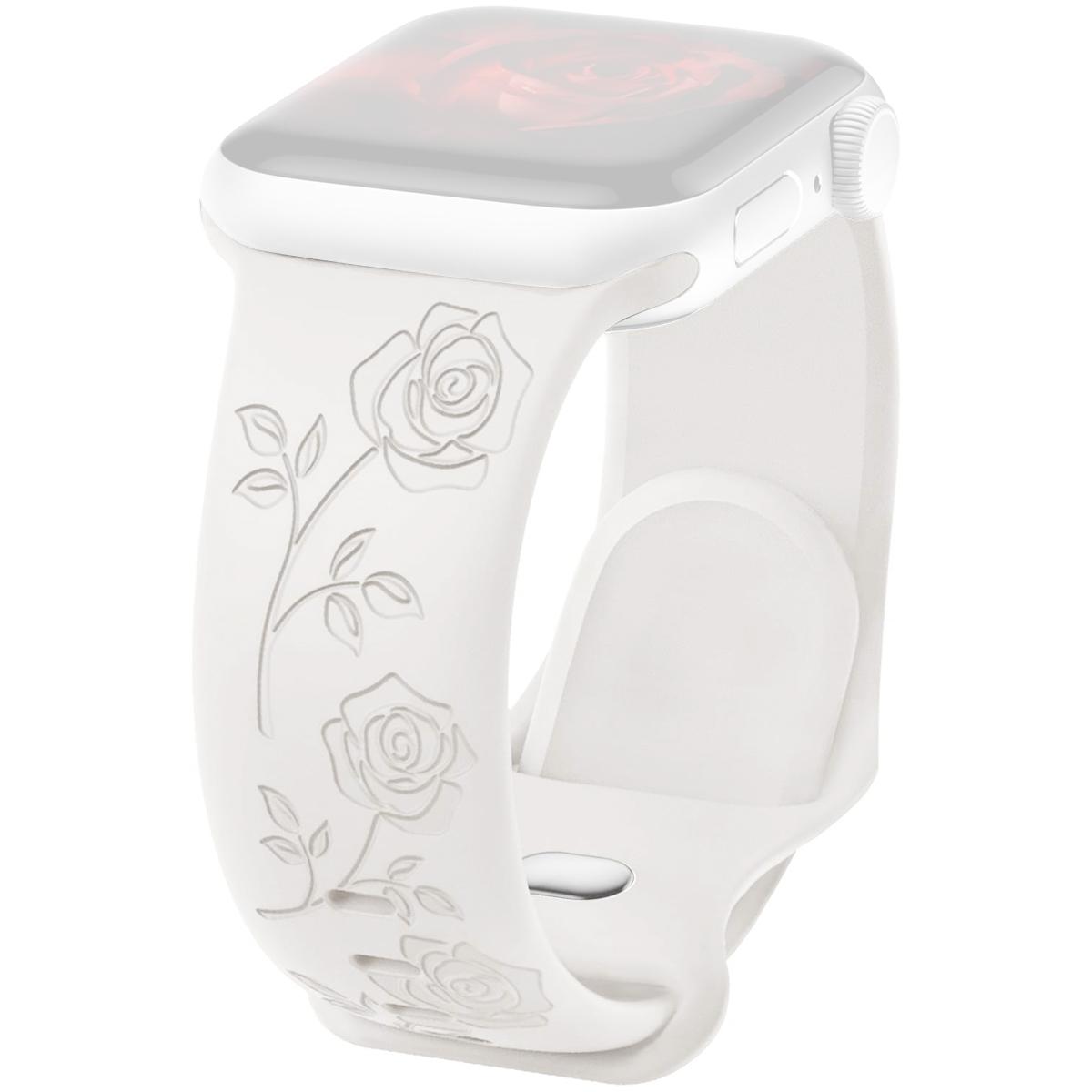 

Для Apple Watch 10 46 мм/Ultra 2/Ultra 49 мм/9 8 7 45 мм/SE (2023) SE (2022) SE 6 5 4 44мм/3 2 1 42мм Розовый силиконовый ремешок с гравировкой White