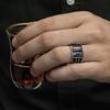 New Hot Selling Silver Plated Stainless Steel Vintage black face zircon ring For Men Ring Jewelry Accessories