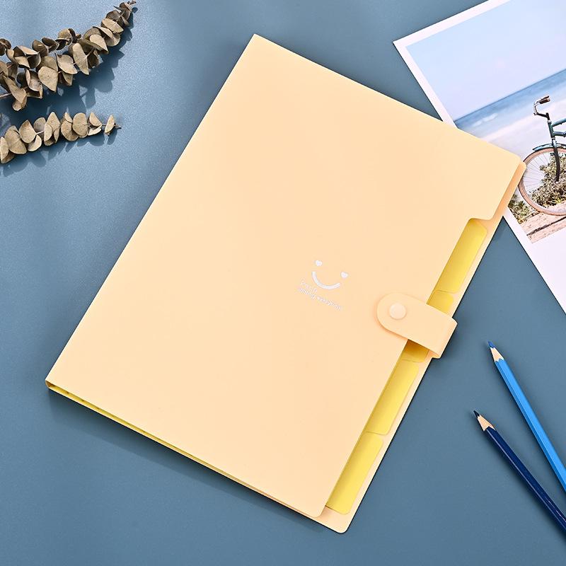 Smiling Candy Color Folder Creative Multilayer A4 Folder Text PP Piece Bag Organ Bag Test Paper Text Piece Storage Bag