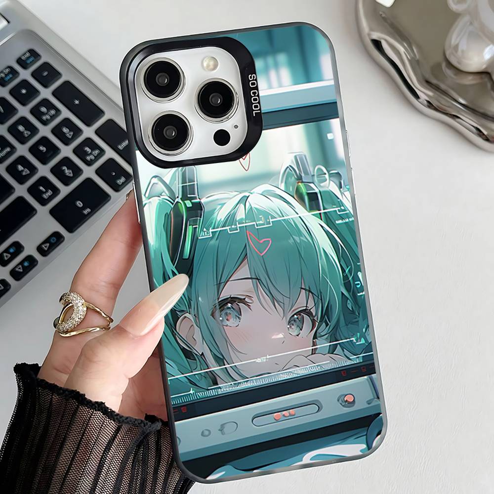 Anime M-MIKU Phone Case For iPhone 17,16,15,14,13,12,11,Pro,Max,Plus,E,Air,Mini Anti Fall Black  Bumper