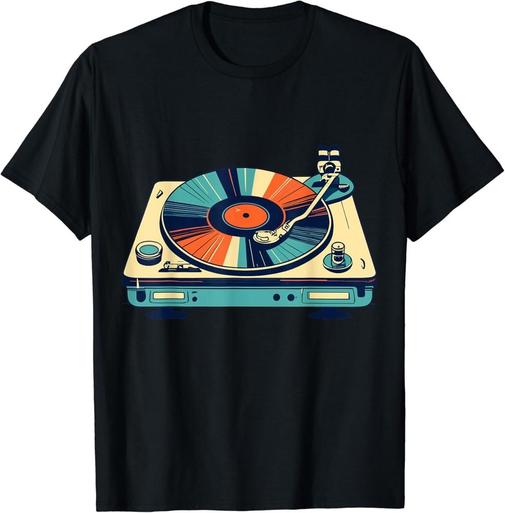 

80s 90s Retro Vintage Vinyl Record Player Turntable Gift Unisex T-Shirt M