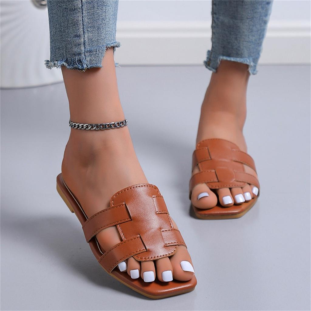 Fashion Spring And Summer Women Slippers Flat Solid Color Casual Beach Mom Slippers For Women Fuzzy Open Toe Slippers For Women