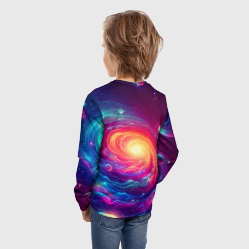 Children's Cartoon Kitten Print Color Painting T-shirt Boys Cute Long Sleeved Soft Comfortable Top