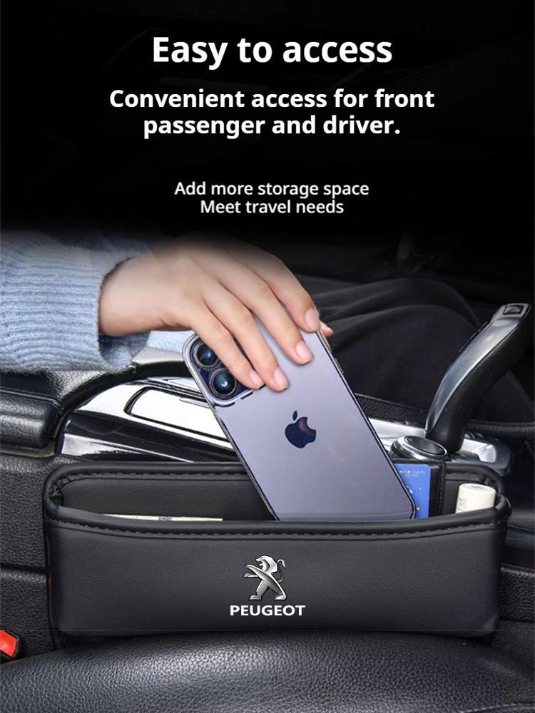 Leather car seat gap storage box leak-proof storage bag for Peugeot 2008 208 308 508 4008 408 3008 307 207 107 607 106 406 407