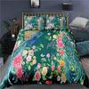 Peacock Duvet Cover Plum Blossom Decor Bedding Set King Size Crane Peacock Feather Floral Pattern Romantic Polyester Quilt Cover