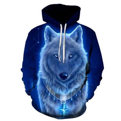 Nová jarná a jesenná mikina s kapucňou fox wolf 3D digitálna tlač vzduchová vrstva voľný pánsky sveter ležérny sveter
