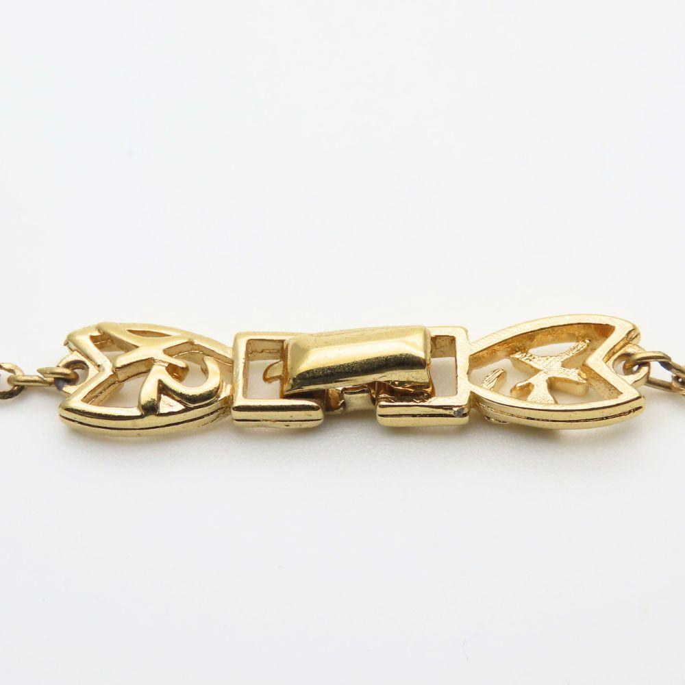 Used NINA RICCI Necklace NR Logo Metal Gold Plating