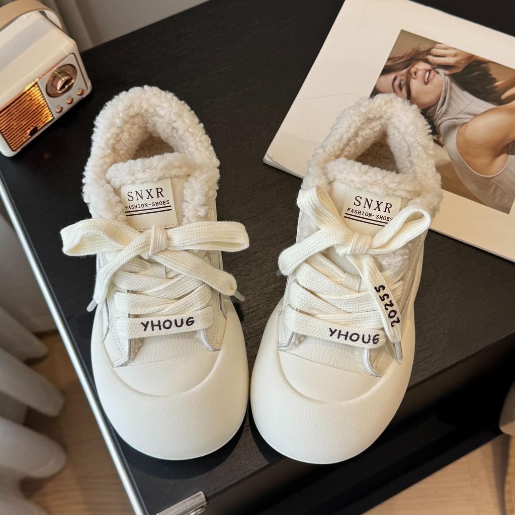 Vastagtalpú női új sokoldalú tejfölös szoknyás kenyércipő női eredeti alkalmi nagyfejű pamutcipő