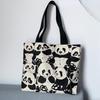 Canvas Bag Women's Shoulder Chinese Style High Capacity Zipper Canvas Bag Portable Shopping Bag Double Cute Panda Sided Printing