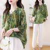 Camicia in Chiffon da Donna Primavera ed Estate Taglia Larga Ampia e Sottile Blusa di Temperamento Chic e Bella Camicia Floreale Francese