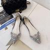 Fashion Women's Flat Shoes Transparent Clear Diamond Red Pointed Toe Rhinestone Ladies Footwear with Crystals Cheap Clearance Stylish 39