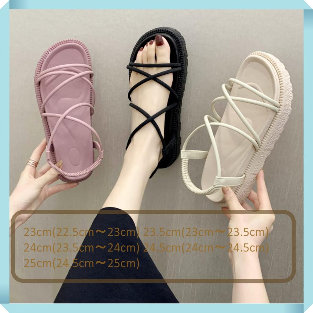 [1/2style] Nibunnoichi Style Women's Platform Sandals with Lace-Up Mesh (Off-White, 25-Point Measurement, 0-Centenaire)