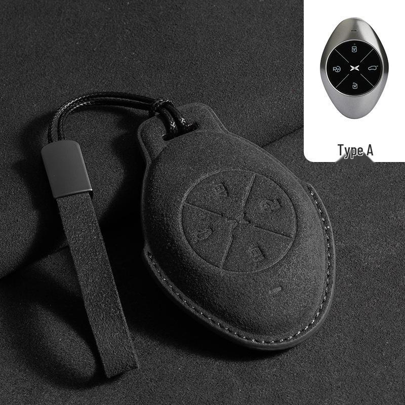 Alcantara Key Case for XPeng Models: P7, P7i, P5, G9, G6, G3, and G3i - Full Coverage with Buckle