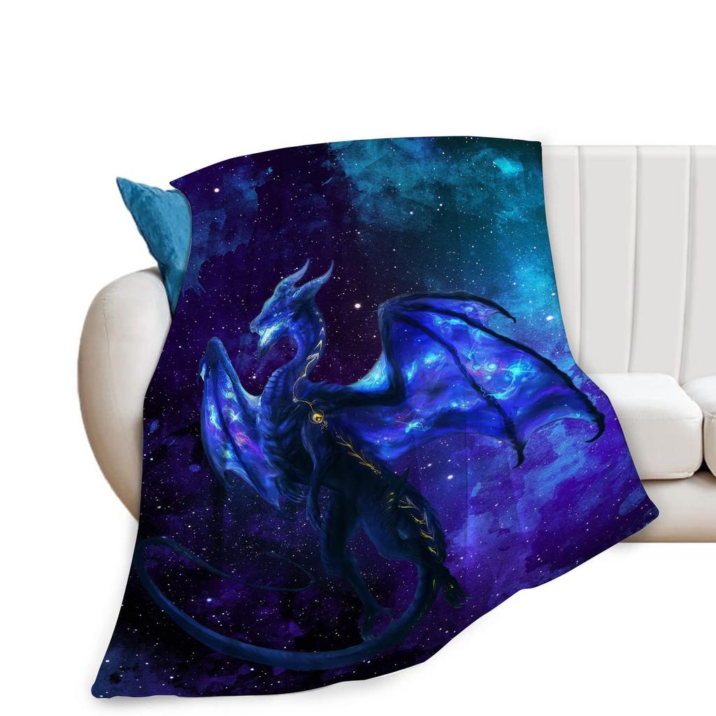 Cool black gold dragon blanket soft flannel blanket living room bedroom sofa office decoration blanket