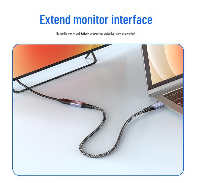 USB4.0 Type-C Extension Cable, Male To Female, 8K 40Gbps, PD240W, HD Screen Casting Adapter.