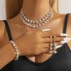 2025 New Simple Design Bridal Set Fashion Rhinestone Necklace Earrings Bracelet Three Piece Set Suitable For Party Gift
