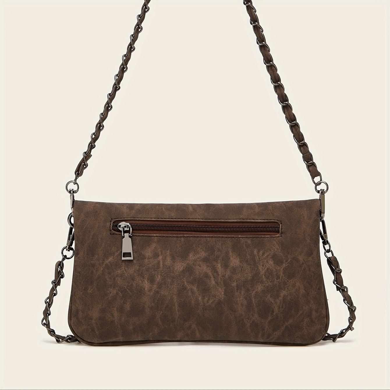 Женская сумка через плечо в стиле ретро с цепочкой и съемным плечевым ремнем — фото 5