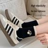 Women's Mid-Calf Cotton Socks - Embroidered Little Bear, Autumn & Winter, Breathable & Skin-Friendly Casual Socks