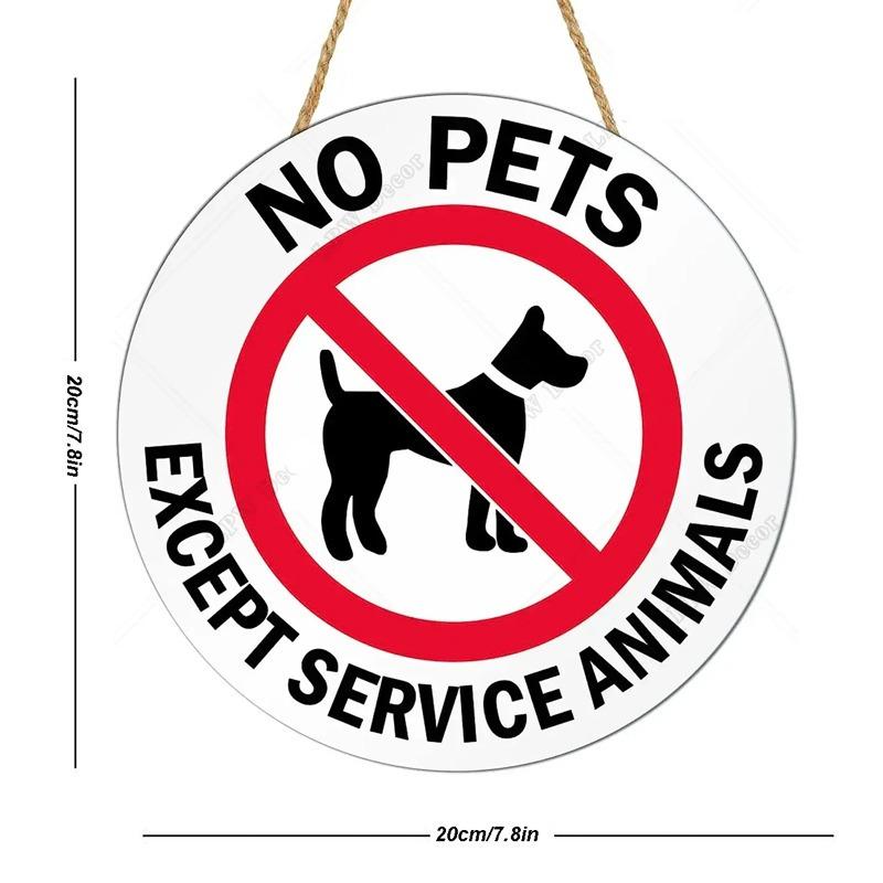 Madeira Sem Animais de Estimação Exceto Animal de Serviço Decoração de Parede Pendente Placa de Porta Redonda de Madeira para Negócios Fachada de Loja Restaurante Loja para Porta, Parede, Casa, Quarto