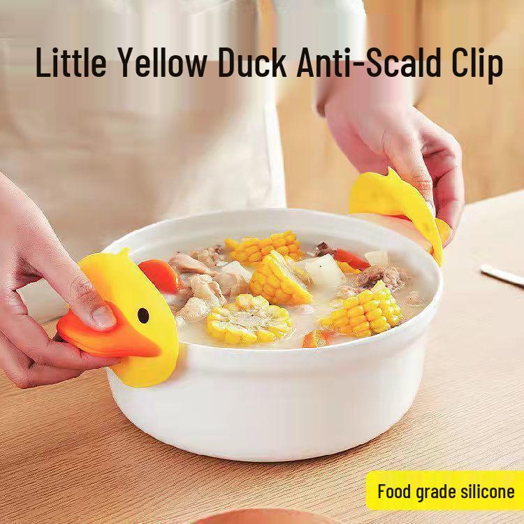 Silicone Duck Pot Holder: Heat-Resistant Microwave-Safe, Anti-Scald Insulation for Hot Bowls