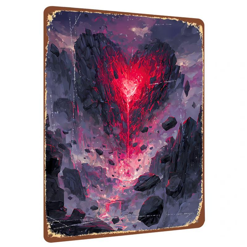 Gothic Lava Heart Metal Wall Art Dark Style Home DecorExclusive Creative Hanging Ornament 20x30cm（7.8x11.8inch）