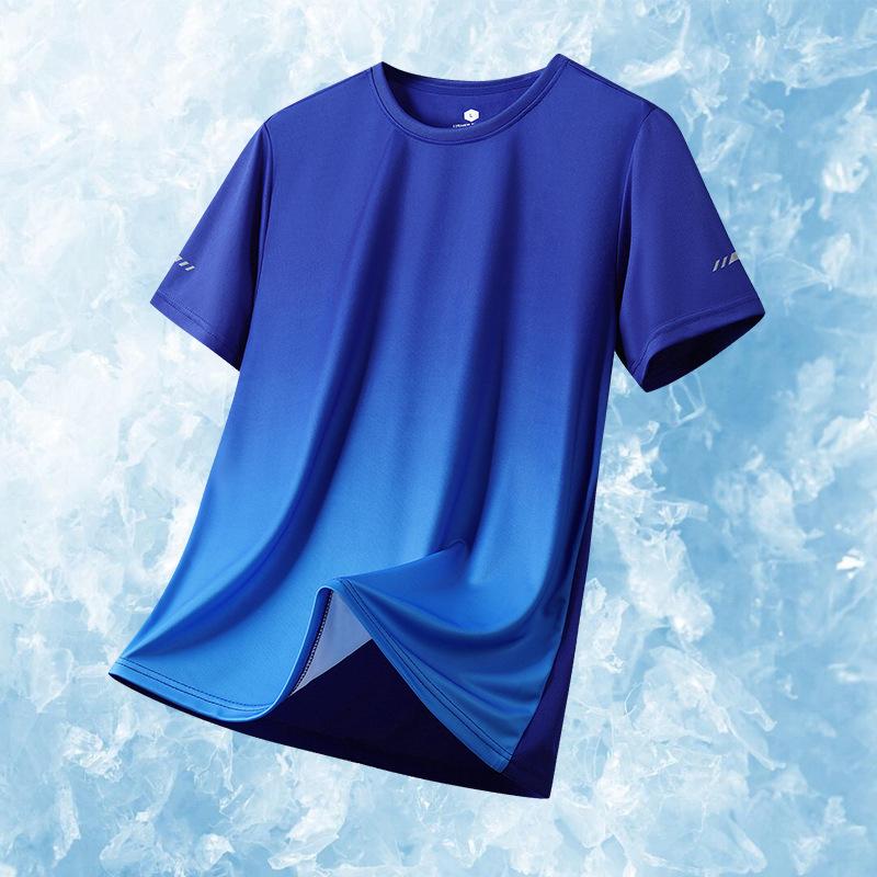 

Чоловіча літня тонка вільна спортивна футболка з короткими рукавами Ice Silk, що швидко висихає, для активного відпочинку XXXXL