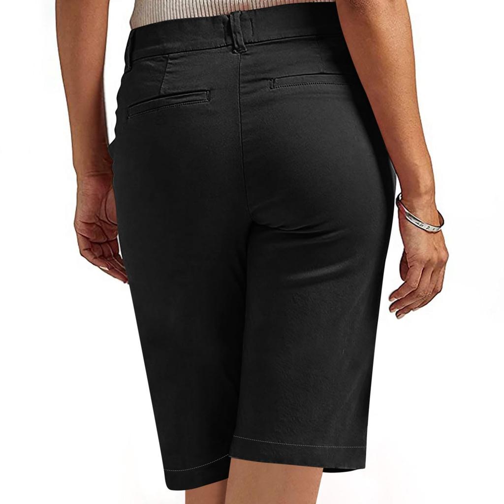 Pantaloncini da donna al ginocchio, Cotone elasticizzato, Abbigliamento casual estivo, Vestibilità comoda, Stile versatile