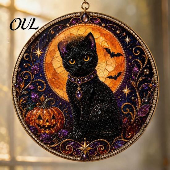 Cute Animal Decoration Black Cat Diamond Art Kits for Adults Beginners, DIY Material Package, Healing Craft Hobby Painting Set Home Wall Decor