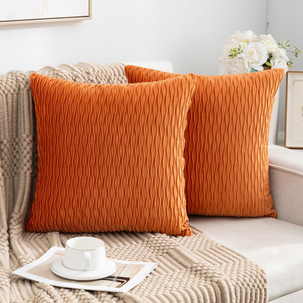 Modern Minimalist Moss Green Pillowcase Striped Velvet Decorative Cushion Sofa Living Room Bedroom