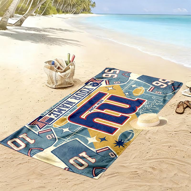New York Giants Print Beach Towel, Large Soft Quick Dry Towel for Beach Camping Swimming