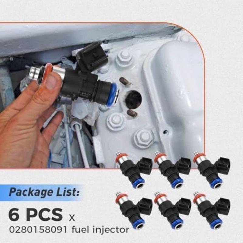6pcs 0280158091 New Fuel Injector 4 Hole for Ford Edge Flex Fusion Taurus X Lincoln MKZ MKX MKS MKT Mazda 6 CX-9 Mercury Sable