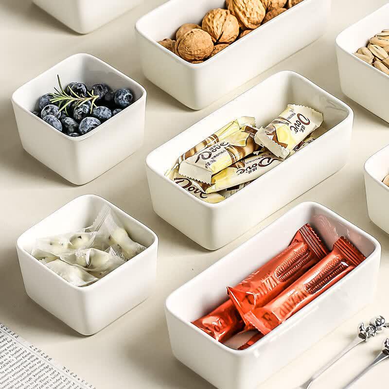 Acacia Wood & Ceramic Divided Snack Plate