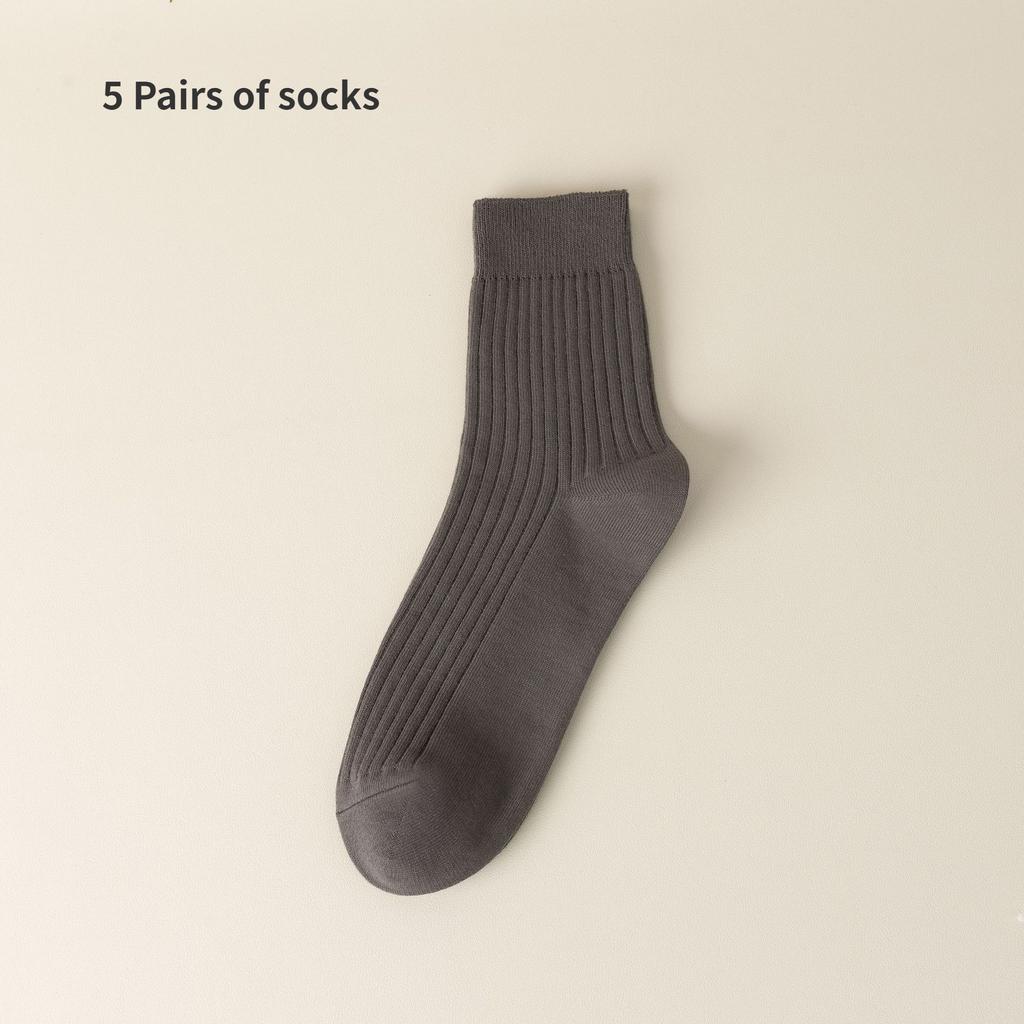 Men's and Women's Pure Cotton Socks Solid Color Medium Tube Socks Autumn and Winter