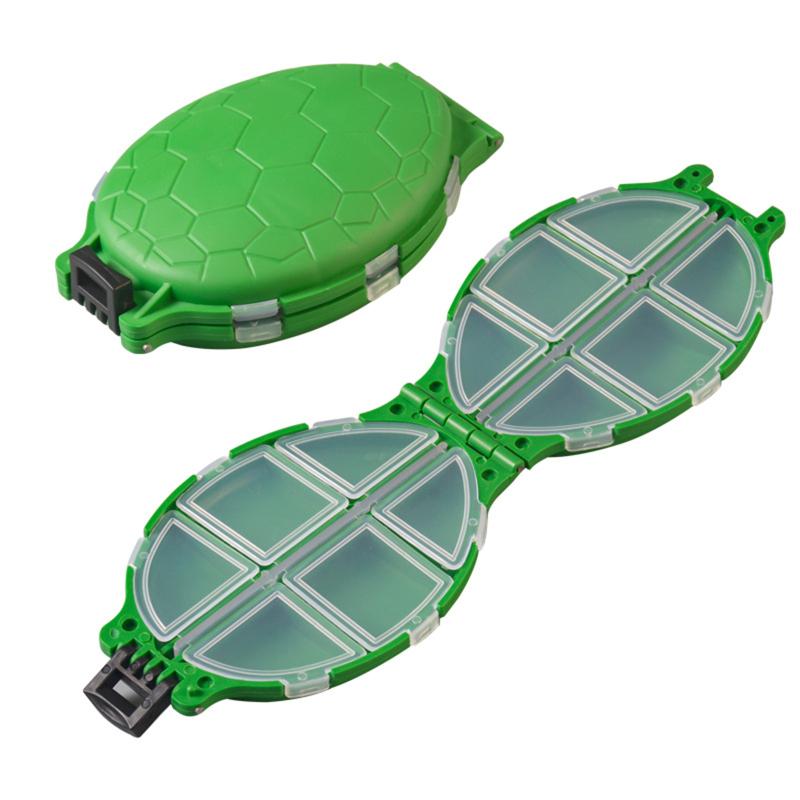2pcs Turtle Shaped Fishing Storage Box Multicolor 12 Compartments Fishing Tackle Accessories