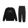 Li Ning Comfortable Loose Fit Round Neck Pullover Long Sleeve Top Simple Versatile High Waist Long Pants Casual Sports Set AWDV247-2+AKLSG35-1