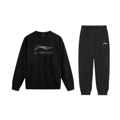 Li Ning Bequemes Locker Geschnittenes Rundhals-Pullover Langarm-Oberteil Schlicht Vielseitig Hohe Taille Lange Hose Lässiges Sportset AWDV247-2+AKLSG35-1