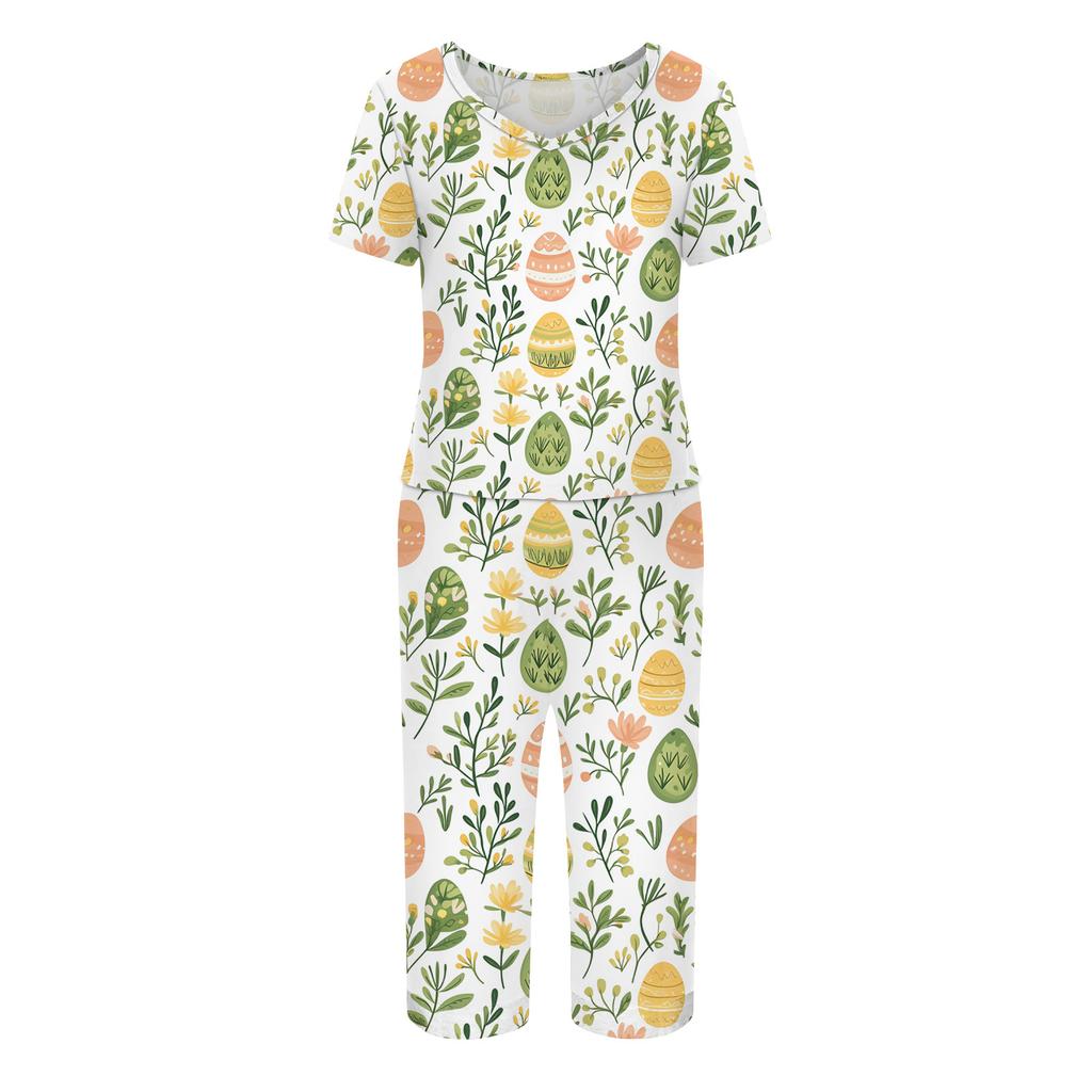 2 Piece Sets For Women Short Sleeve Top And Pants With Pockets Workout Soft  Print Sets