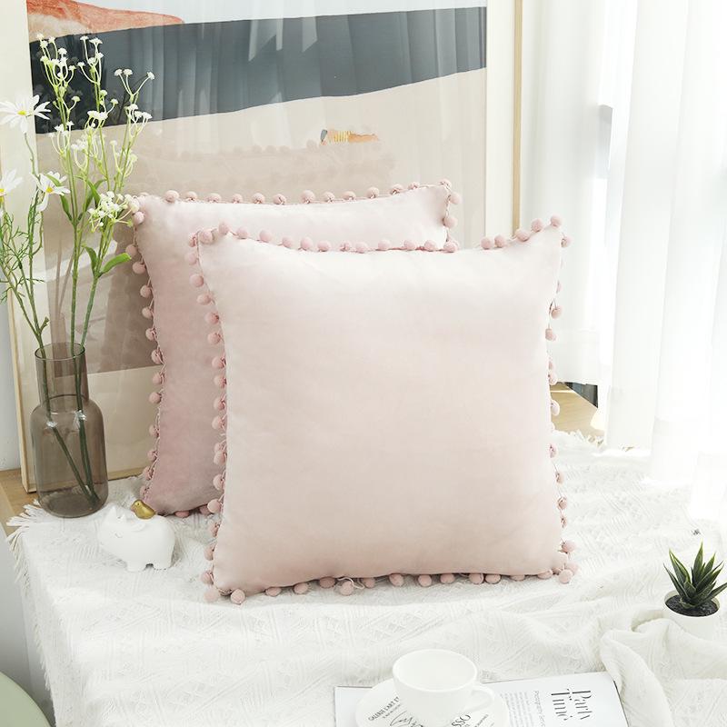 

Оксамитова наволочка з помпоном - Сучасна мінімалістична однотонна наволочка для декоративної подушки 40x40 cm