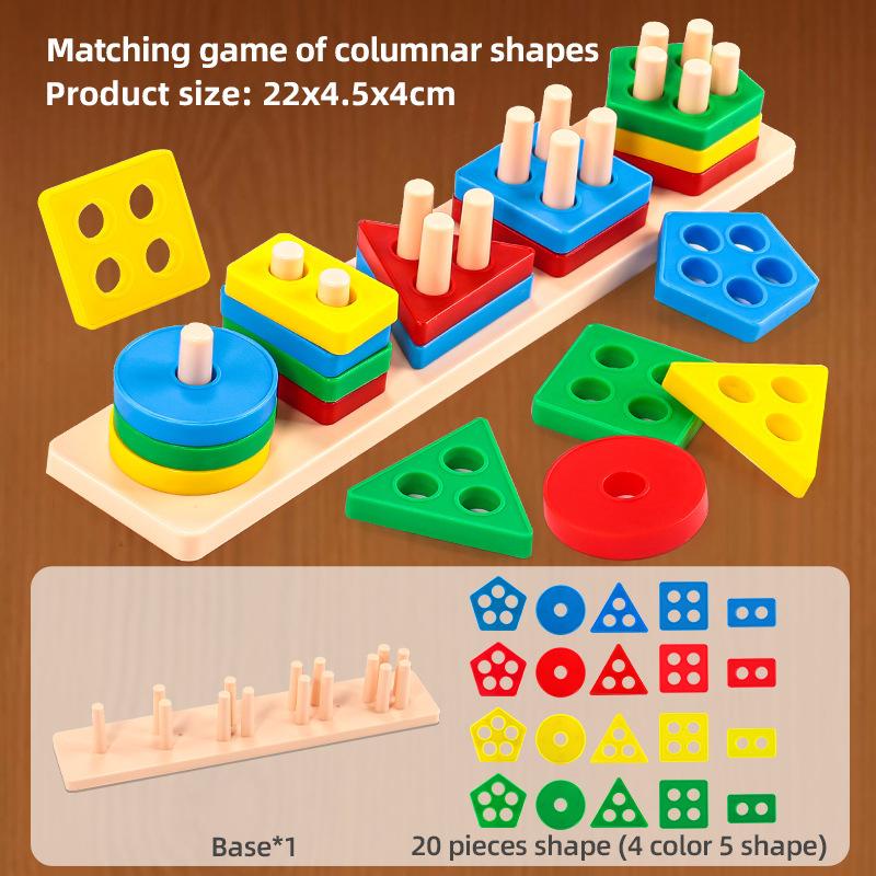 

Montessori Geometric Pegboard Toy Shape Color Matching Stacker for Toddlers Wooden Sorting Educational Toys for Boys Girls разноцветный