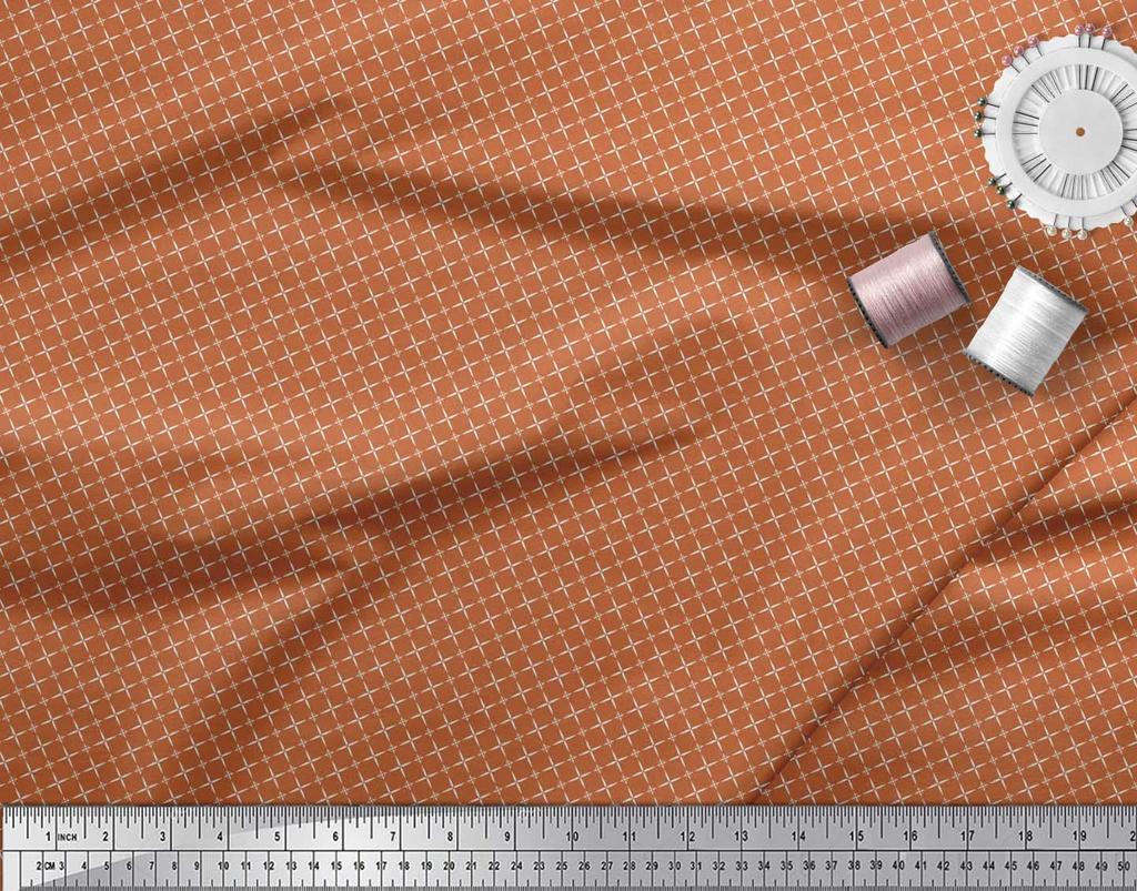 Soimoi Japan Crepe Satin Fabric Geometric Small Print Fabric by Metre 42 Inch