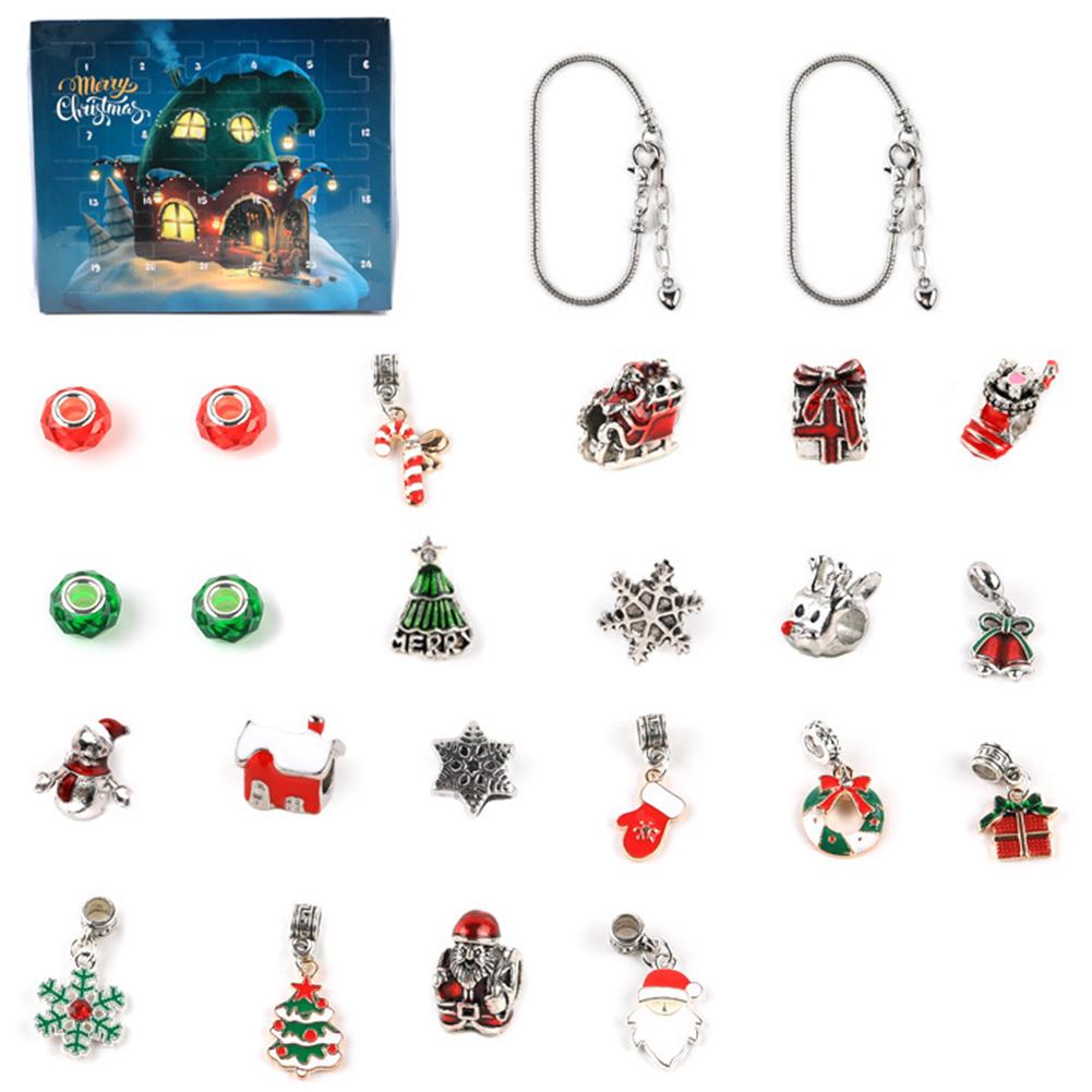 Christmas Bracelets Advent Calendar Bracelets Countdown Gift Box Charms Bracelet Set Arrival Calendar for Home Decoration