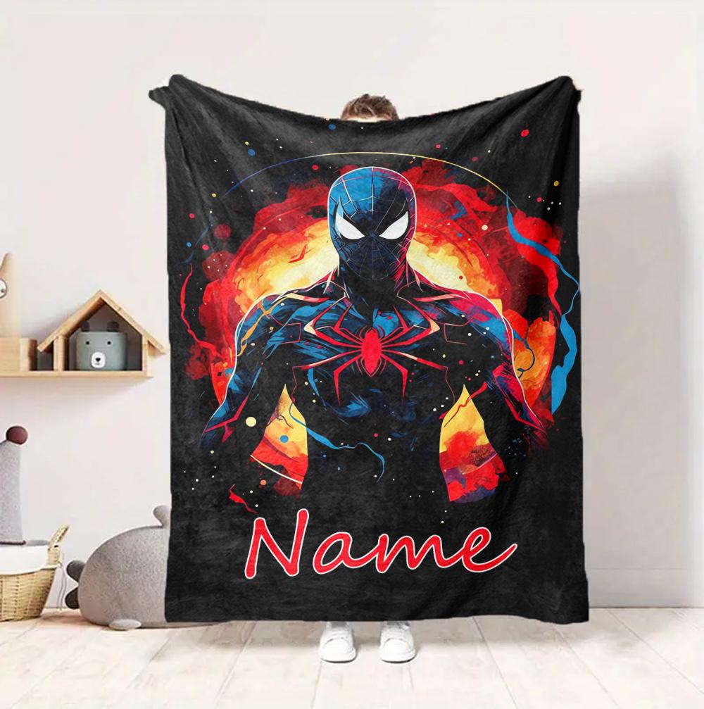 Custom Name Spider-Man Adventures Flannel Blanket Throw Blanket Soft Warm Sofa Bed Decor Unique Gift