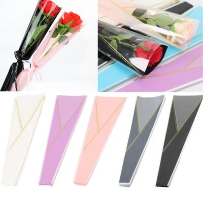 50pcs Plastic Flower Wrapping Bag Cone Shape Bouquet Packaging Bags  Valentine's Day