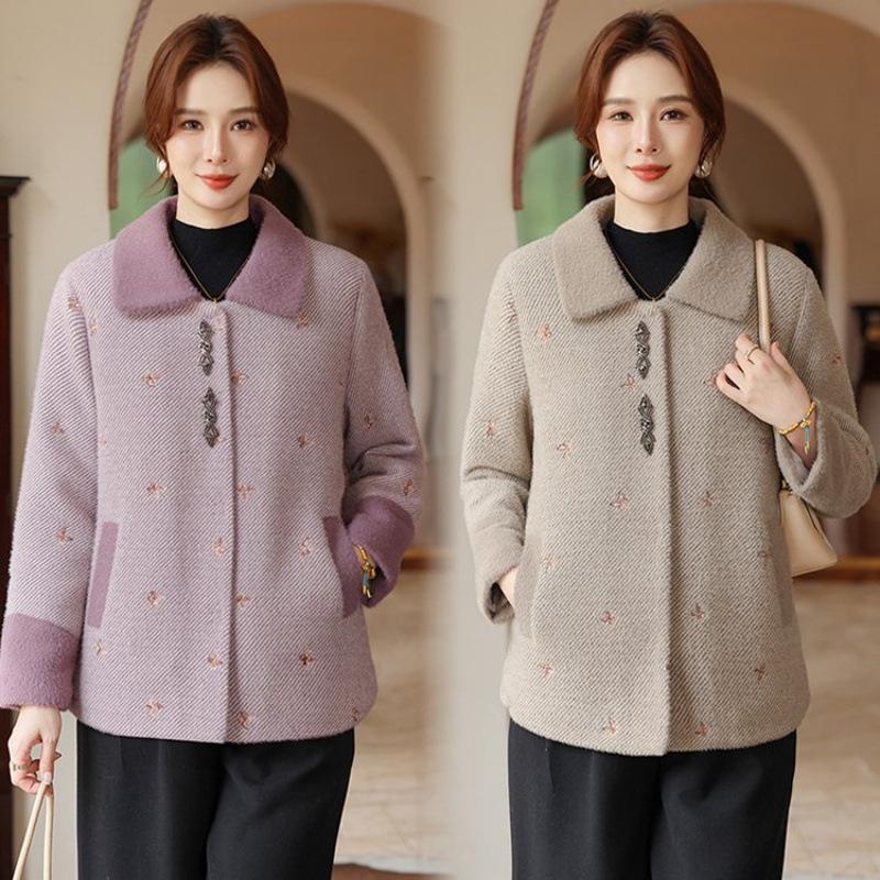 Winter mink autumn and winter velvet new noble Chinese women's woolen top coat