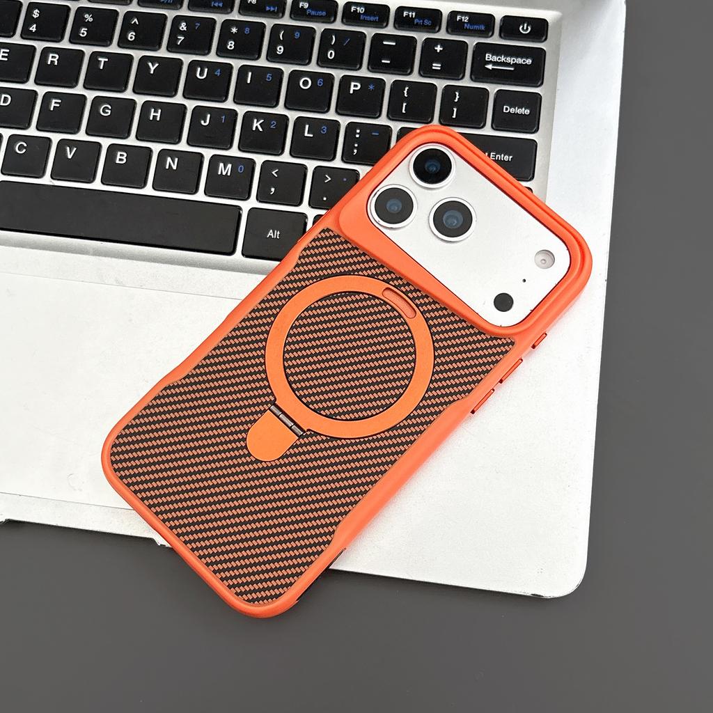 360 Rotating Luxury Carbon Fiber Strong Magnetic Phone Case For iPhone 17 Pro Max 16 Plus 15 14 13 Kickstand Shockproof Cover