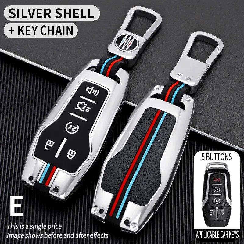 Carbon Fiber Alloy Car Key Fob Case Cover Holder for Ford Fusion Explorer Mustang Edge F-150 Mondeo for Lincoln MKZ MKC MKX