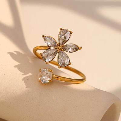 2025 Luxury Sparkling Inlaid Zirconia Women's Open Ring, High End Waterproof Jewelry Gift