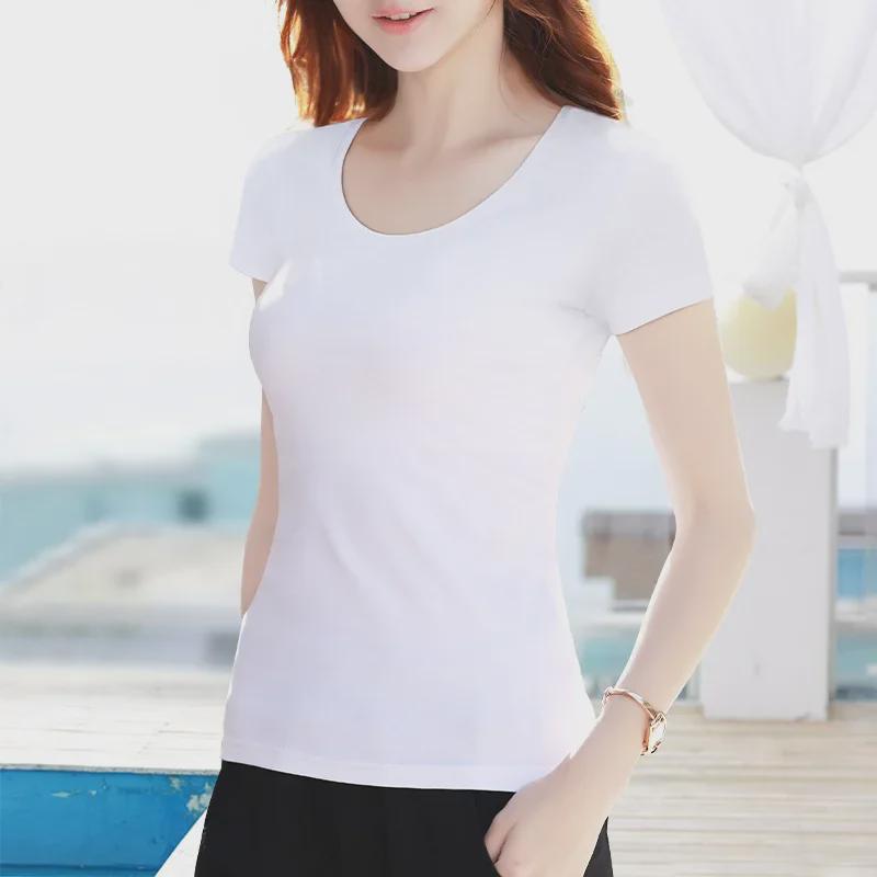 Women's Pure Cotton Short Sleeve Slim Fit Tee - Round Neck, Versatile Base Layer, New Style for Summer, Available In White and Black.