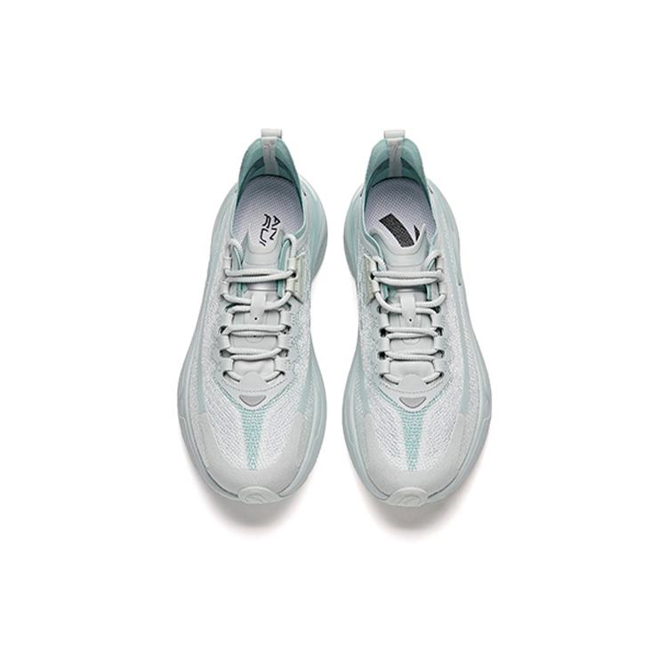 Anta Fabric Cushioning Slip Resistant Abrasion Resistant Low top Running Shoes Women's White Gray Green 922125536-5